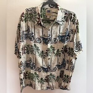 Kahala Cream Motorcycle Hawaiian Shirt XL